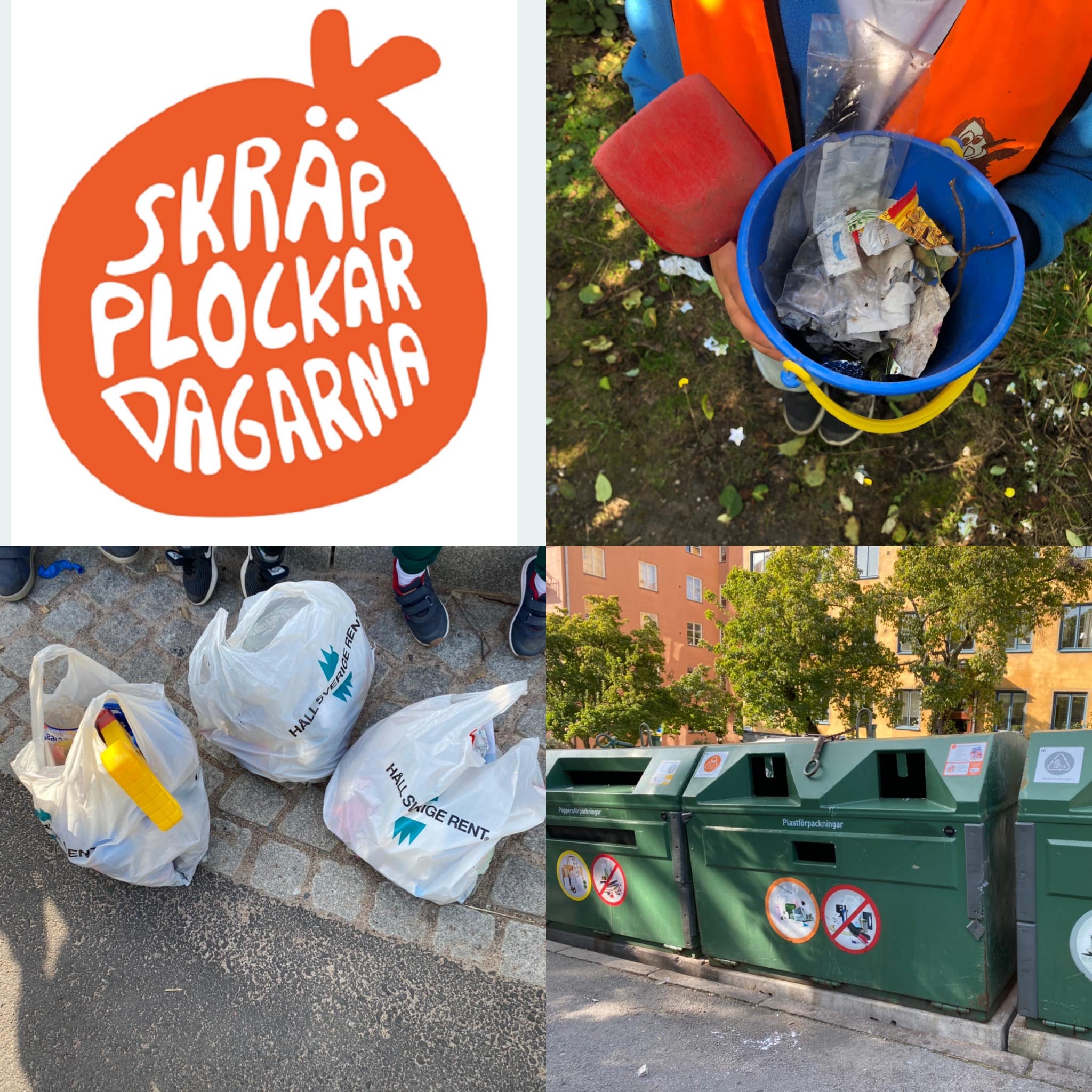 hållbarhetsarbete, samla skräp och sortera skräp