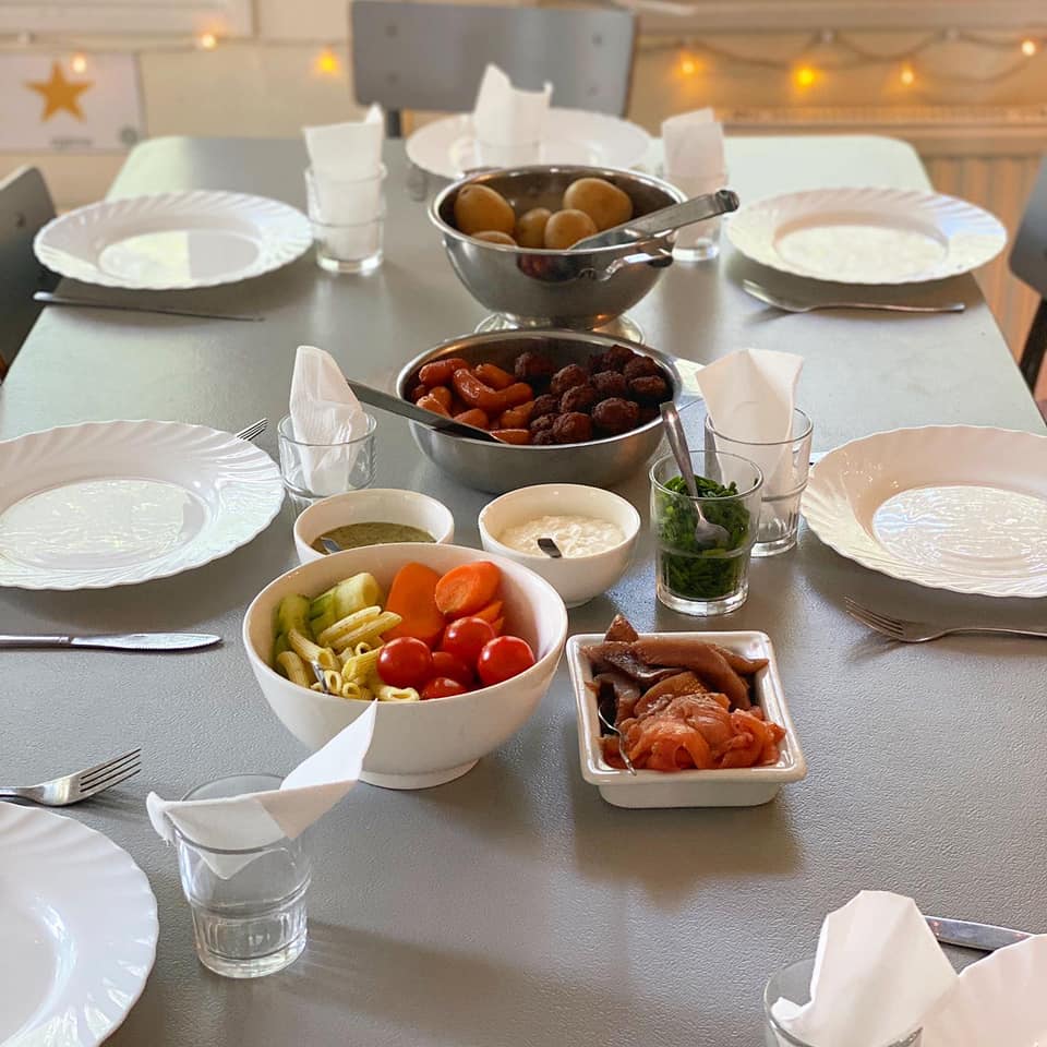 Julbord serverat på förskolan.